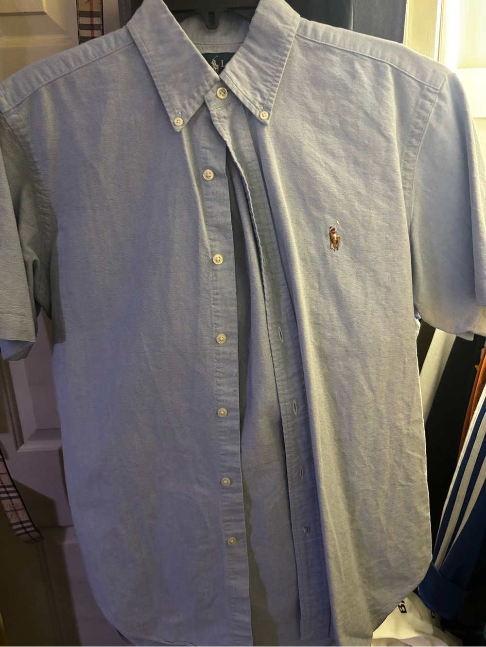 Ralph Lauren Light Blue Short-Sleeve Oxford Button-Down Shirt